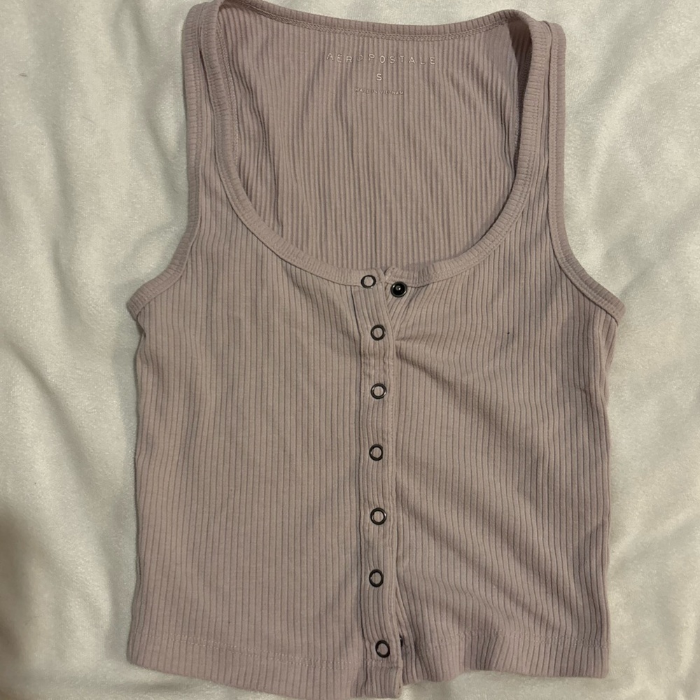 Aeropostale soft pink Ribbed Tank Top with Buttons